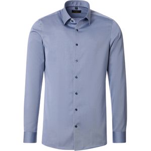 Redmond - Slim Fit Overhemd - Blauw - Popeline - Strijkvriendelijk