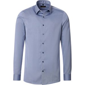 Redmond - Slim Fit Overhemd - Blauw - Popeline - Strijkvriendelijk