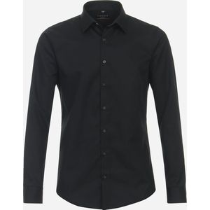 Redmond - Slim Fit - Overhemd - Zwart - Strijkvriendelijk