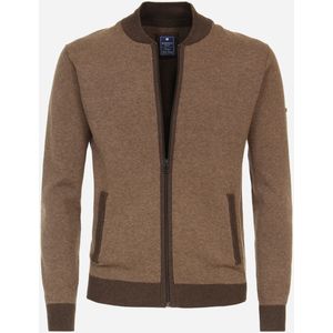 Redmond heren vest katoen, opstaande kraag, bruin dessin (middeldik)