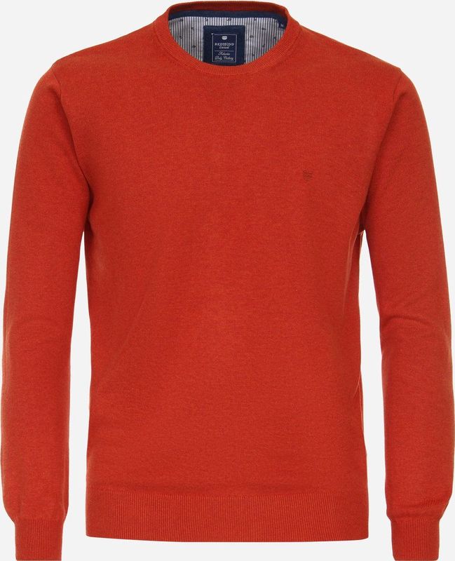Redmond heren trui katoen - O-hals - terracotta (middeldik)