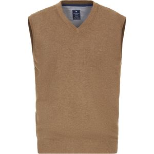 Redmond heren spencer katoen, V-hals, camel (middeldik)