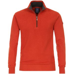 Redmond heren schipperstrui katoen - opstaande kraag - terracotta (middeldik)