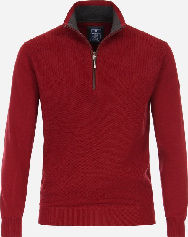 Redmond - Schipperstrui - Rood - Katoen - Opstaande Kraag - Middeldik