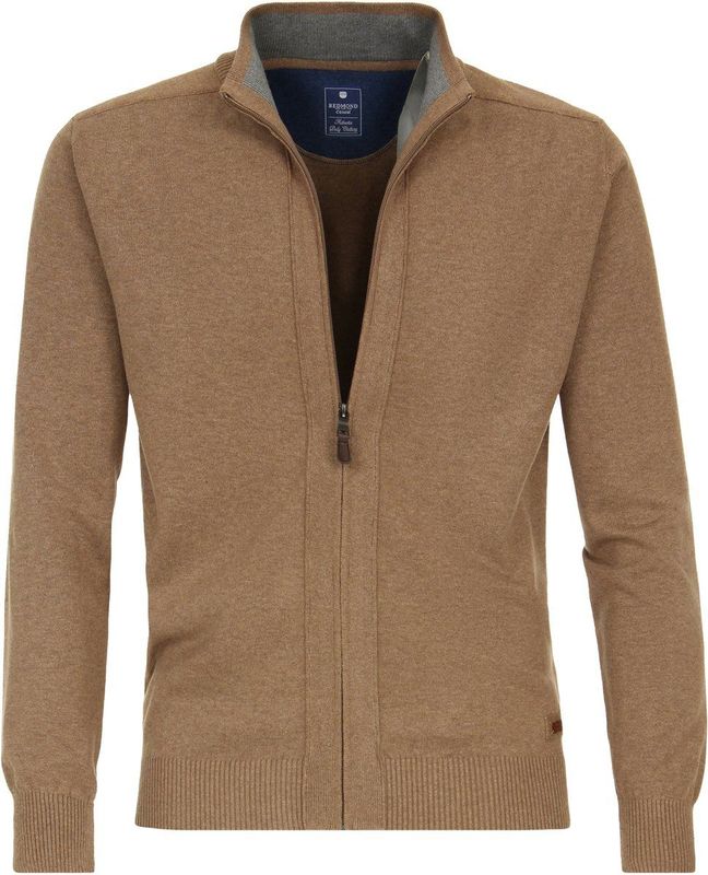 Redmond heren vest katoen - opstaande kraag - camel (middeldik)