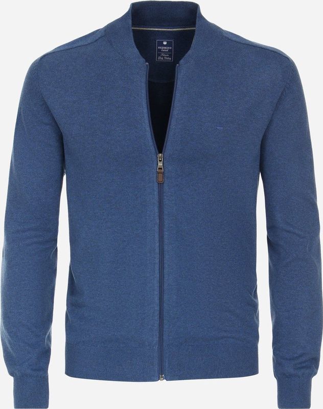 Redmond - Heren Vest - Blauw - 100% Katoen - Licht Getailleerd, Rits Sluiting, Middeldik