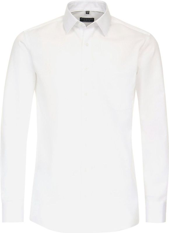Redmond - Comfort Fit - Overhemd - Wit - Popeline - Strijkvriendelijk