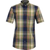 Redmond - Comfort Fit Overhemd - Blauw Geruit - Korte Mouw - Popeline