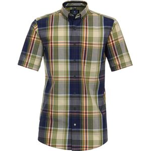 Redmond - Comfort Fit Overhemd - Blauw Geruit - Korte Mouw - Popeline