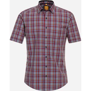 Redmond - Modern Fit - Overhemd - Rood Geruit - Korte Mouwen, Popeline, Easy Iron