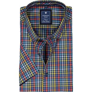 Overhemd - Multicolor Geruit - 100% Katoen - Korte Mouwen - Kent Kraag