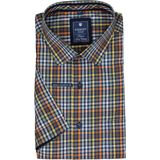 Redmond - Overhemd - Bruin Geruit - Korte Mouwen - Strijkvriendelijk