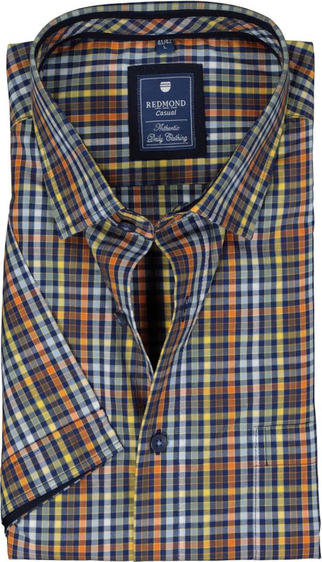 Redmond - Overhemd - Bruin Geruit - Korte Mouwen - Strijkvriendelijk