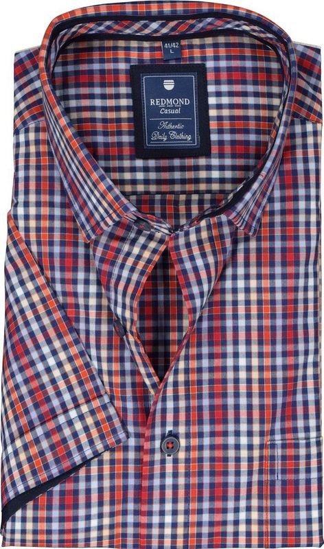 Redmond - Overhemd - Rood Geruit - Korte Mouw - Strijkvriendelijk