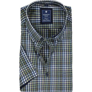 Redmond - Overhemd - Korte Mouwen - Poplin - Licht Gestreken - Blauw