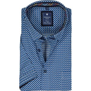 Redmond - Regular Fit Overhemd - Korte Mouwen - Blauw - Poplin - Easy Iron