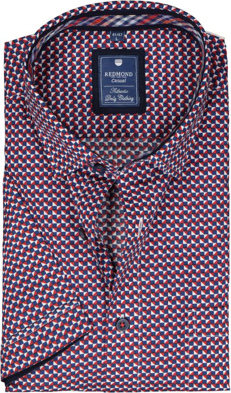 Redmond - Overhemd - Rood - Korte Mouw - Popeline - Strijkvriendelijk