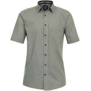 3 voor 99 | Redmond regular fit overhemd, korte mouw, popeline, groen dessin