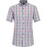 3 voor 99 | Redmond comfort fit overhemd, korte mouw, popeline, blauw geruit