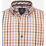 Redmond comfort fit overhemd - korte mouw - popeline - geel geruit - Strijkvriendelijk - Boordmaat: 39 - 40