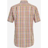 Redmond comfort fit overhemd - korte mouw - popeline - geel geruit - Strijkvriendelijk - Boordmaat: 39 - 40