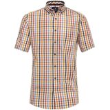 Redmond comfort fit overhemd - korte mouw - popeline - geel geruit - Strijkvriendelijk - Boordmaat: 39 - 40