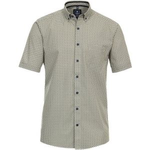 3 voor 99 | Redmond comfort fit overhemd, korte mouw, popeline, geel dessin