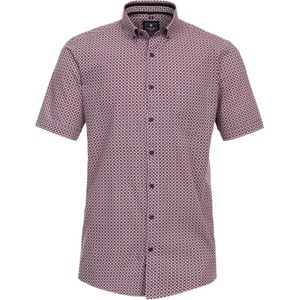 3 voor 99 | Redmond comfort fit overhemd, korte mouw, popeline, rood dessin