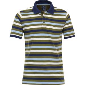 Redmond - Regular Fit - Poloshirt - Groen Gestreept - Korte Mouwen