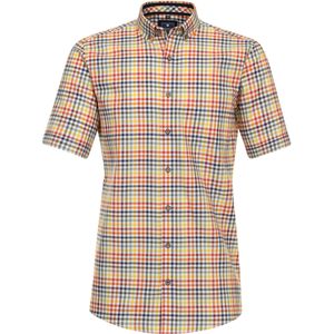 Overhemd - Multicolor Geruit - 100% Katoen - Korte Mouwen - Button Down Kraag