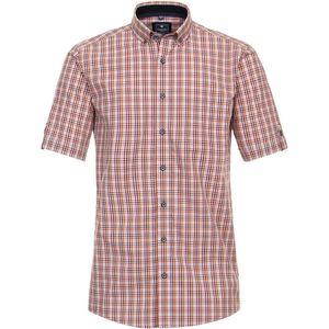 Redmond - Modern Fit - Overhemd - Rood Geruit - Korte Mouwen, Popeline, Easy Iron