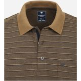 Redmond - Regular Fit - Polo - Bruin Gestreept - Katoen/Polyester, Korte Mouwen, Borstzak