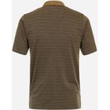 Redmond - Regular Fit - Polo - Bruin Gestreept - Katoen/Polyester, Korte Mouwen, Borstzak