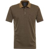 Redmond - Regular Fit - Polo - Bruin Gestreept - Katoen/Polyester, Korte Mouwen, Borstzak