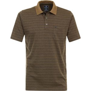 Redmond - Regular Fit - Polo - Bruin Gestreept - Katoen/Polyester, Korte Mouwen, Borstzak