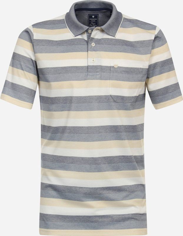 Redmond regular fit heren polo, pique, blauw gestreept