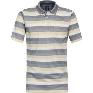 Redmond - Regular Fit - Polo - Blauw Gestreept - 50% Katoen, 50% Polyester, Korte Mouwen