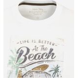 Redmond regular fit T-shirt, korte mouw O-hals, wit (met print)