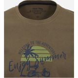 Redmond regular fit T-shirt, korte mouw O-hals, groen (met print)