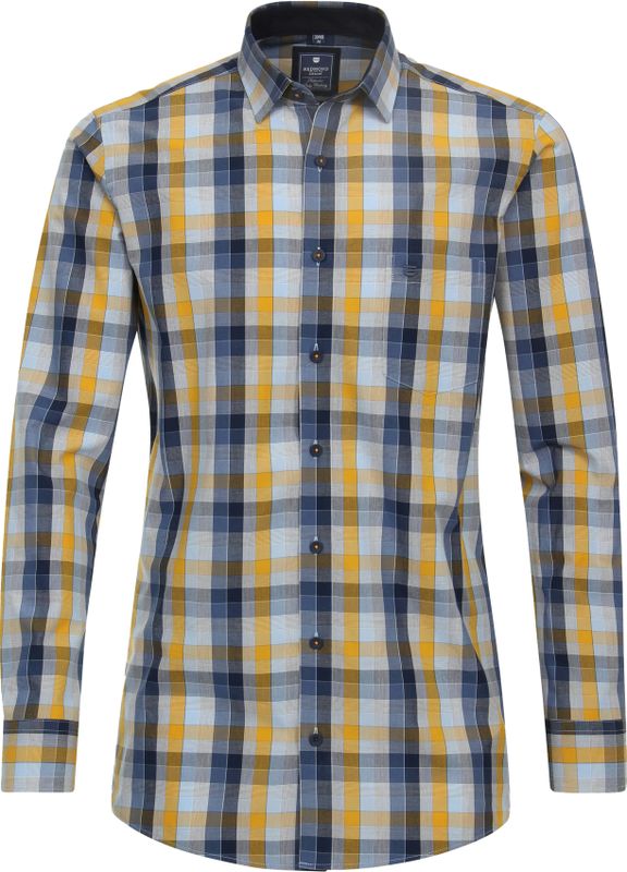 Redmond - Comfort Fit - Overhemd - Blauw Geruit - Strijkvriendelijk