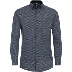 3 voor 99 | Redmond modern fit overhemd, popeline, blauw dessin