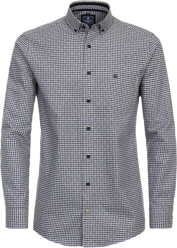 Redmond - Comfort Fit - Overhemd - Blauw Geruit - Strijkvriendelijk