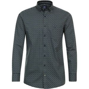 Redmond - Comfort Fit Overhemd - Groen Dessin - Popeline