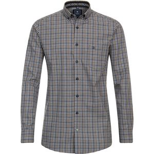 Redmond - Modern Fit - Overhemd - Blauw/Wit/Bruin - Twill, Easy Iron