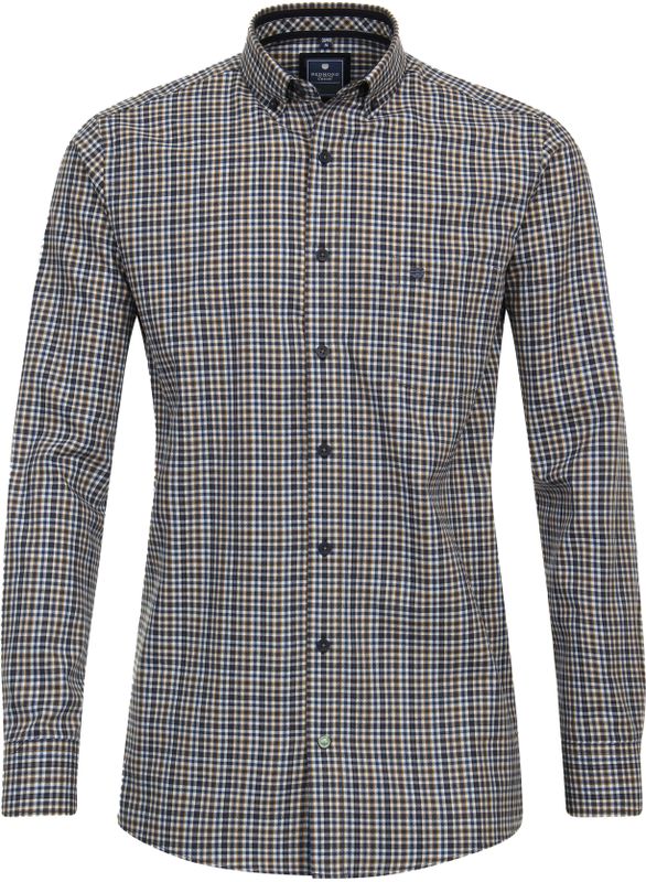 Redmond - Comfort Fit Overhemd - Bruin Geruit - Twill