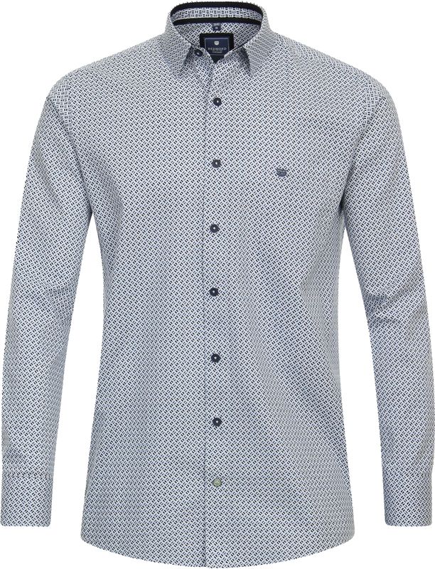 Redmond - Comfort Fit Overhemd - Blauw Dessin - Popeline