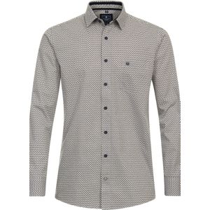 Redmond comfort fit overhemd - popeline - bruin dessin - Strijkvriendelijk - Boordmaat: 37 - 38