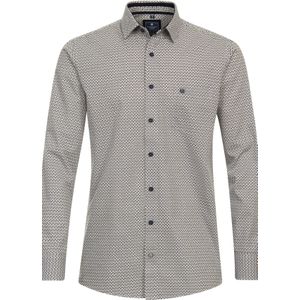 3 voor 99 | Redmond comfort fit overhemd, popeline, bruin dessin