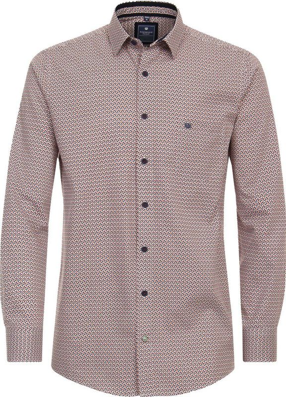 Redmond - Multicolor Fantasie - Overhemd - Rood - Strijkvriendelijk - Boordmaat: 49 - 50