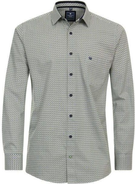 Redmond - Comfort Fit Overhemd - Groen Dessin - Popeline